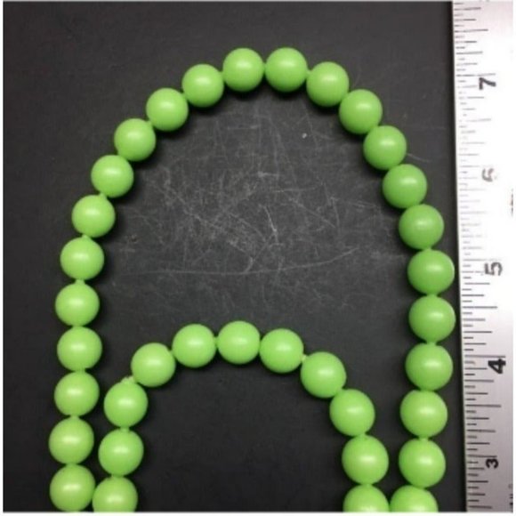VTG Pop Bead Necklace Bracelet Light Green Round Adjustable Retro - Picture 5 of 6